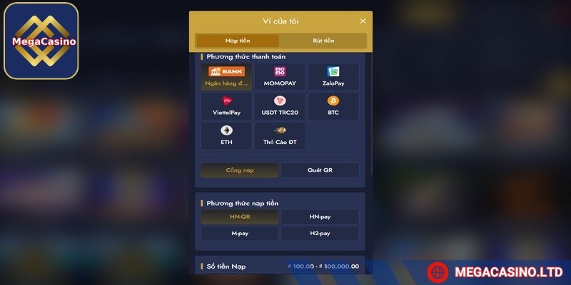 Trang web hỗ trợ nạp tiền qua nhiều phương thức nhanh